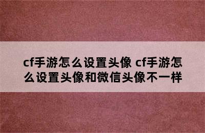 cf手游怎么设置头像 cf手游怎么设置头像和微信头像不一样